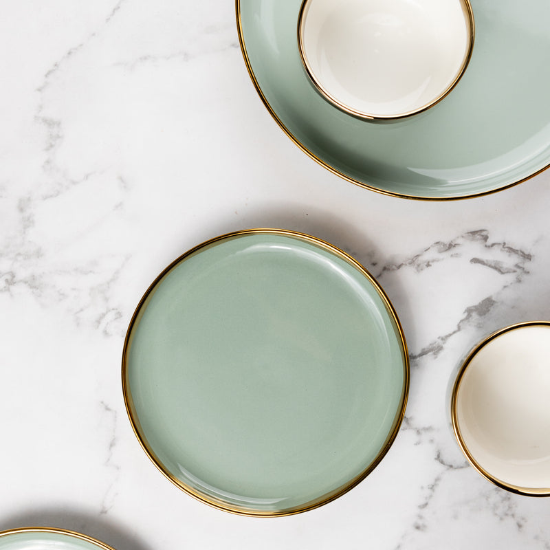 Nordic Sage Gold Rimmed Starter Plate Starter Plates June Trading Starter Plate