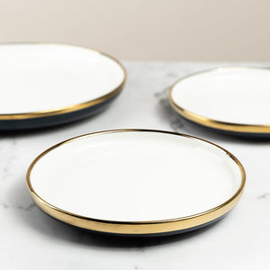 White & Blue Dual-Toned Gold Rimmed Starter Plate Starter Plates June Trading Starter Plate