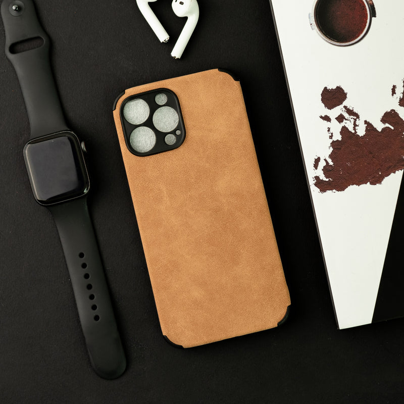 Sandy Tan Suede Finish Luxury iPhone Case Mobile Phone Cases June Trading iPhone 13 Pro Max