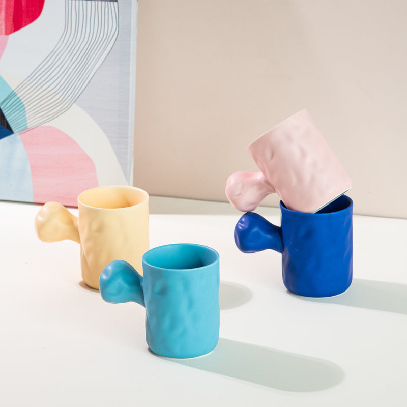 Knob Hammered Texture Ceramic Mug Coffee Mugs June Trading