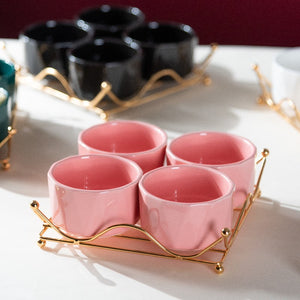 Allure Appetizer Platter With Golden Rack Serving Bowls June Trading Lemonade Pink