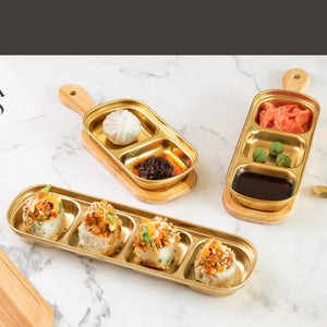 Gold Finish Sauce & Dip Platter Serving Platters June Trading