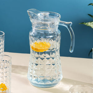 Refined Cut Glass Jug With 6 Pc Tumbler Glasses & Jug Set June Trading