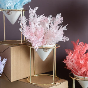 Conical Gold Stand Vase With Artificial Flowers Vases June Trading Pink Flower