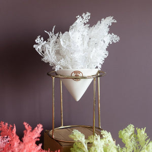 Conical Gold Stand Vase With Artificial Flowers Vases June Trading White Flower