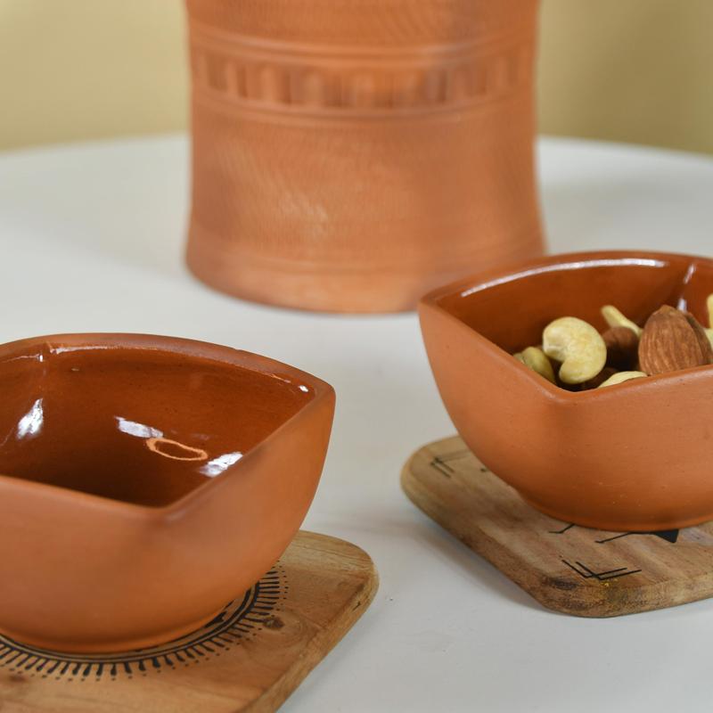 Sowpeace Premium Set of 2 Terracotta Square Serving Bowls