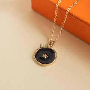 Gold Rimmed Star Pendant - Necklace Necklace June Trading