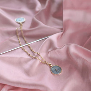 Gold Rimmed Lightning Bolt Pendant - Necklace Necklace June Trading