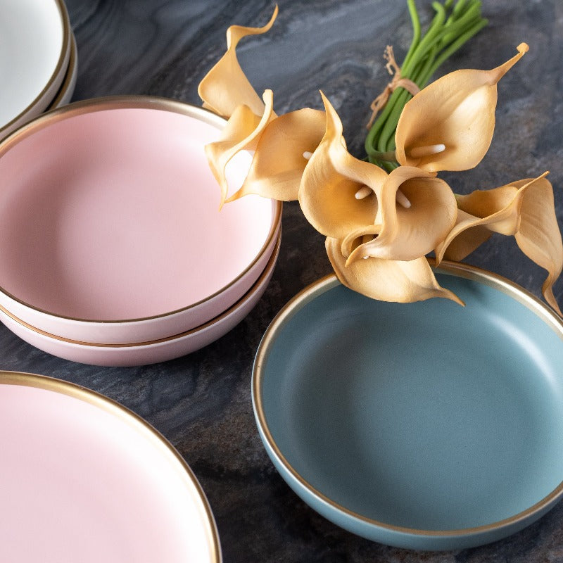 Matte Finish Gold Rimmed Starter Plate Starter Plates June Trading