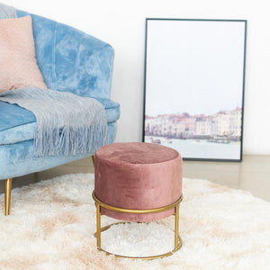 Elegant Suede Ottoman/Pouf Ottoman June Trading Brick Red