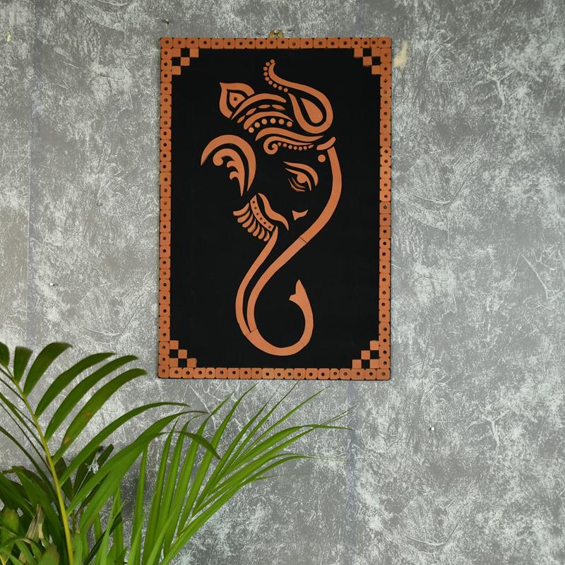 Abstract Terracotta Ganesh Wall Decor