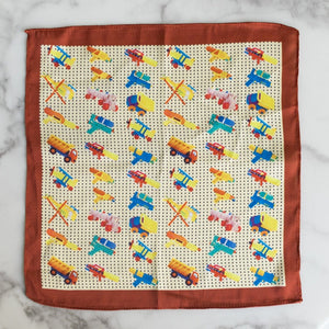 Trucks and Motifs Print- Pocket Squares (Set of 2) Pocket Squares June Trading