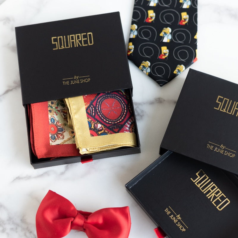 Circular and Floral Print - Pocket Squares (Set of 2) Pocket Squares June Trading