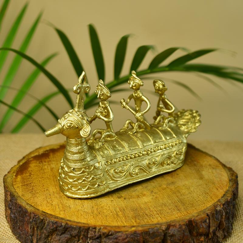 Premium Brass Dhokra Art Ancient Boat