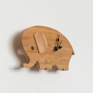 Wooden Elephant Clock Wall CLocks June Trading