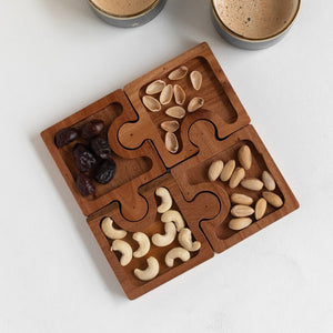 Wooden Puzzle Platter (Set of 4) Serving Platters June Trading
