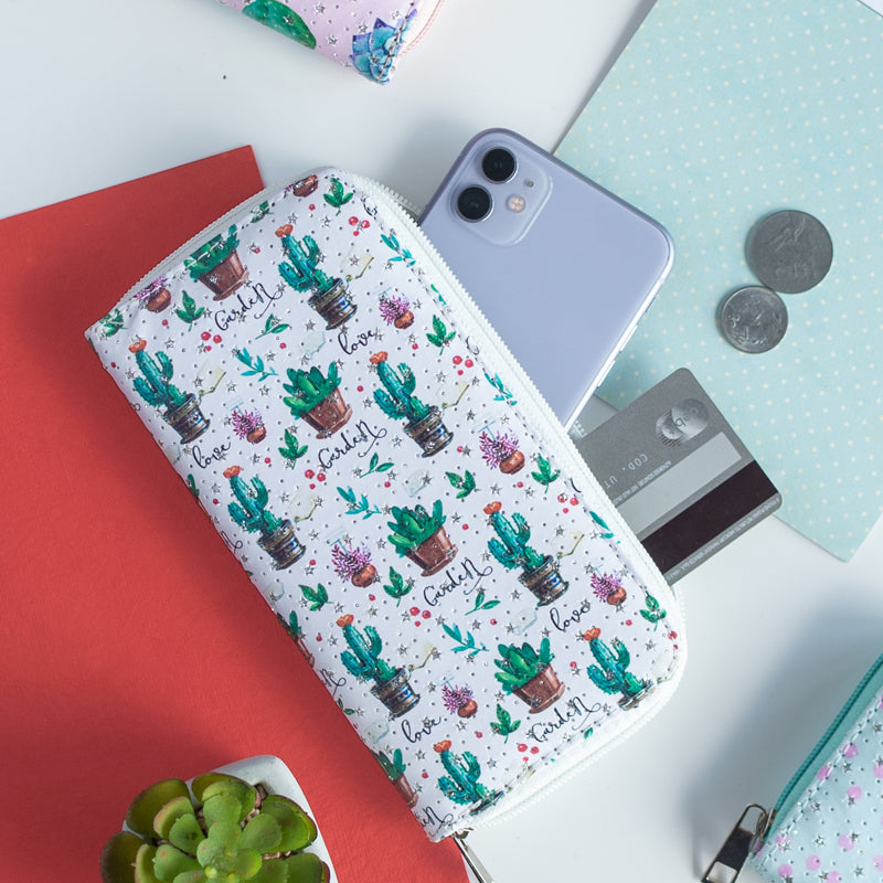 Garden Pattern Zip-Around Wallet Clutches June Trading
