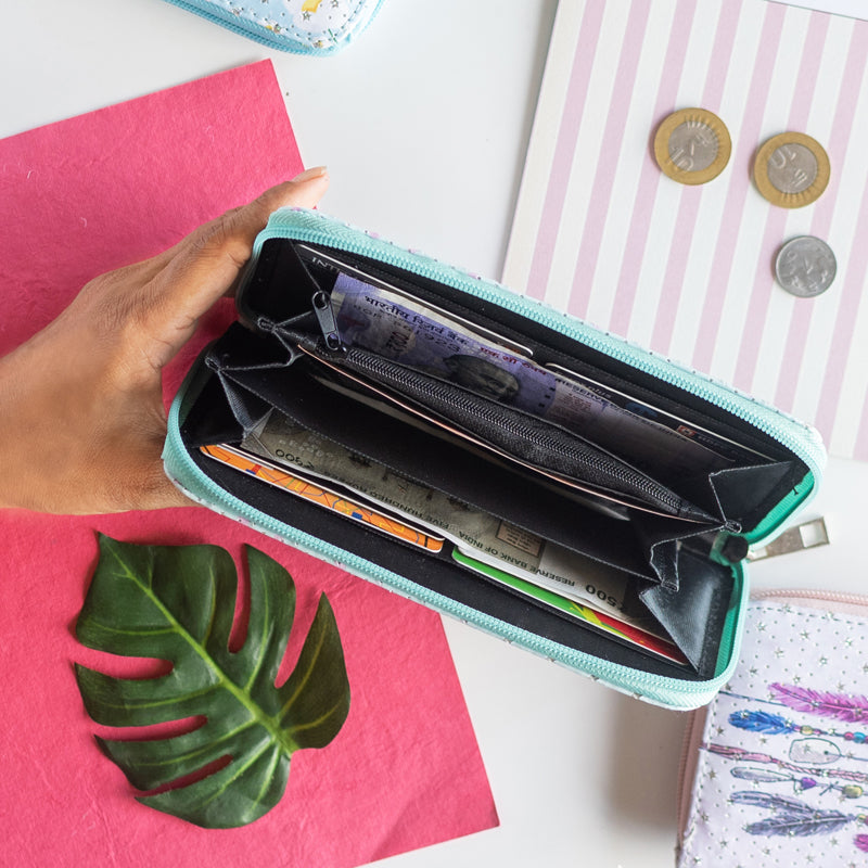 Dreamcatcher Print Zip-Around Wallet Clutches June Trading