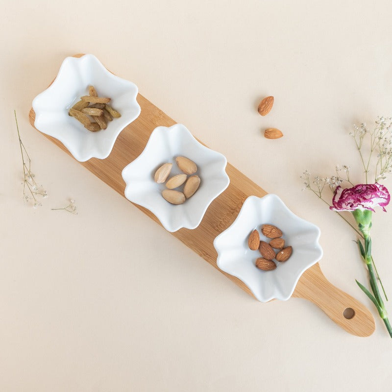 Bowl Set With Wooden Tray Serving Plates June Trading