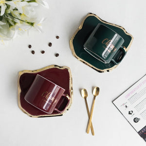 Elegant Gold Rimmed Coffee Cup Saucer Set Coffee Mugs June Trading