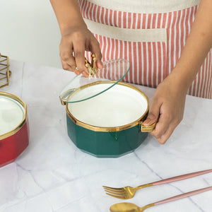Crown Cap Ceramic Casserole with Lid Casserole June Trading Juniper Green