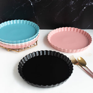 Crinkle Serving Plate Dinner Plates June Trading Medium Black