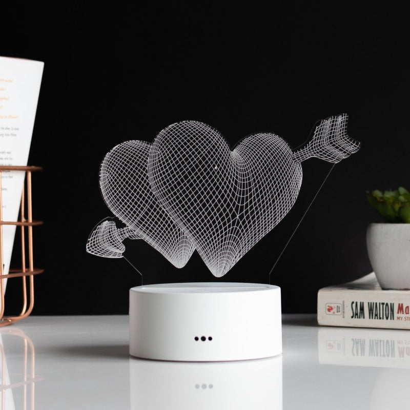 Arrow Heart Neon 3D Light 3D Lights June Trading White Base