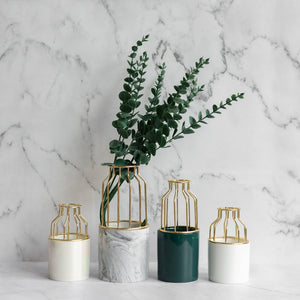 Cylindrical Vase With Gold Metal Cage Vases June Trading