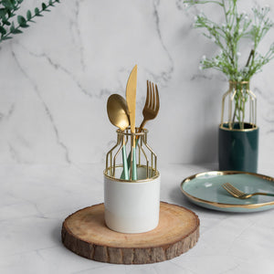 Cylindrical Vase With Gold Metal Cage Vases June Trading