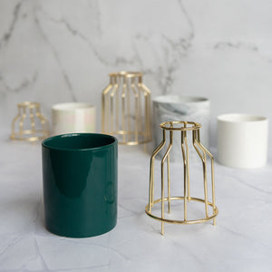 Cylindrical Vase With Gold Metal Cage Vases June Trading