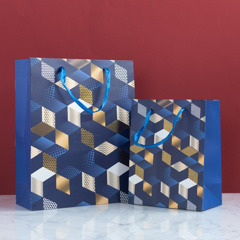 Blue Cubes Gift Bag (Set of 4) Gift Bag June Trading