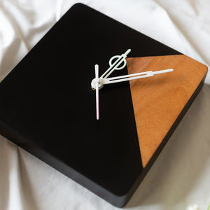 Black Square Wooden Clock Wall CLocks June Trading