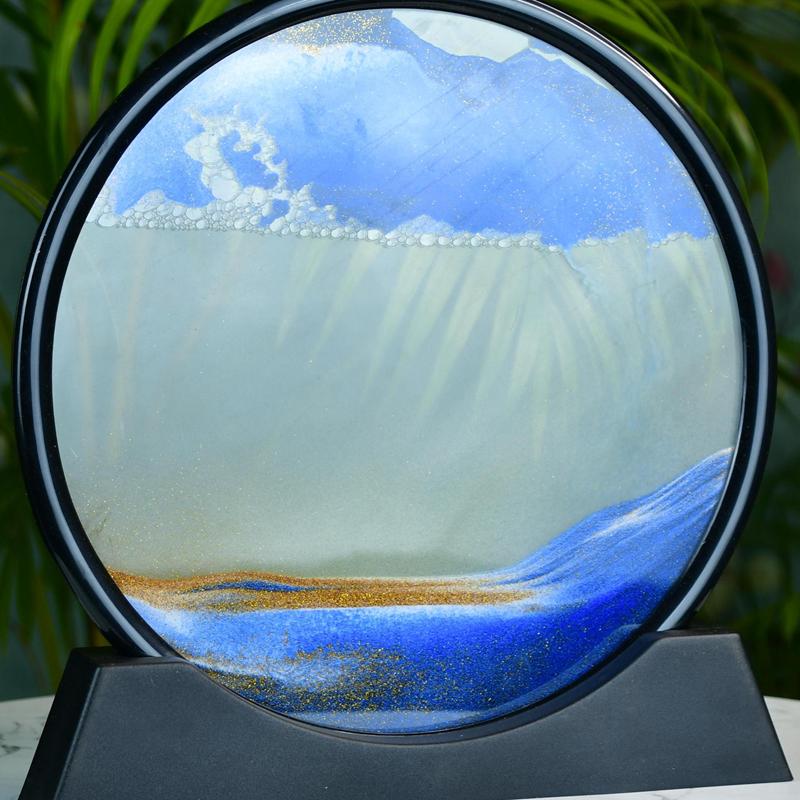 Sowpeace Circular Glass Sand Art – Elegant Moving Sand Sculpture for Trendy Home Decor & Gifts