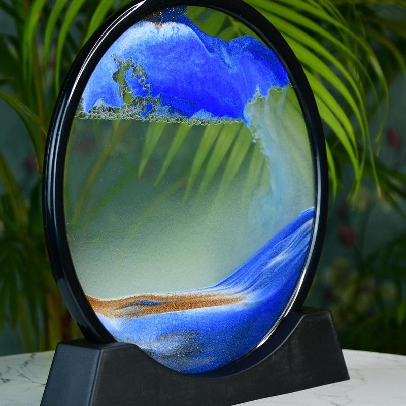 Sowpeace Circular Glass Sand Art – Elegant Moving Sand Sculpture for Trendy Home Decor & Gifts