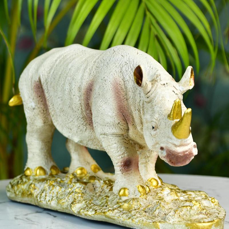 Sowpeace Resin White Rhino Decor
