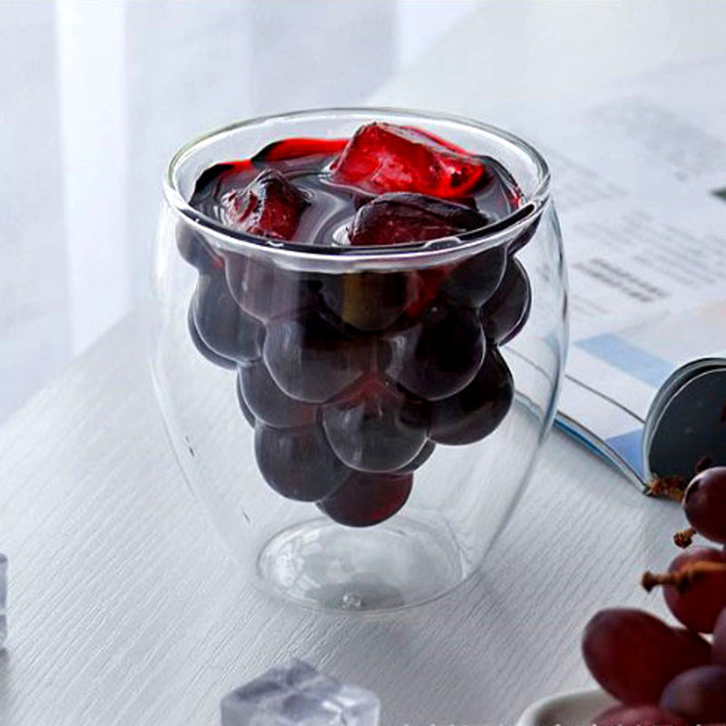 Intricate Grape Shaped Double Walled Glass Glasses June Trading