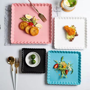 Crinkled Square Serving Plate Dinner Plates June Trading