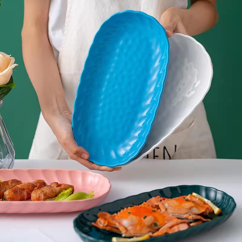Ripple Textured Oval Serving Dish Serving Tray June Trading