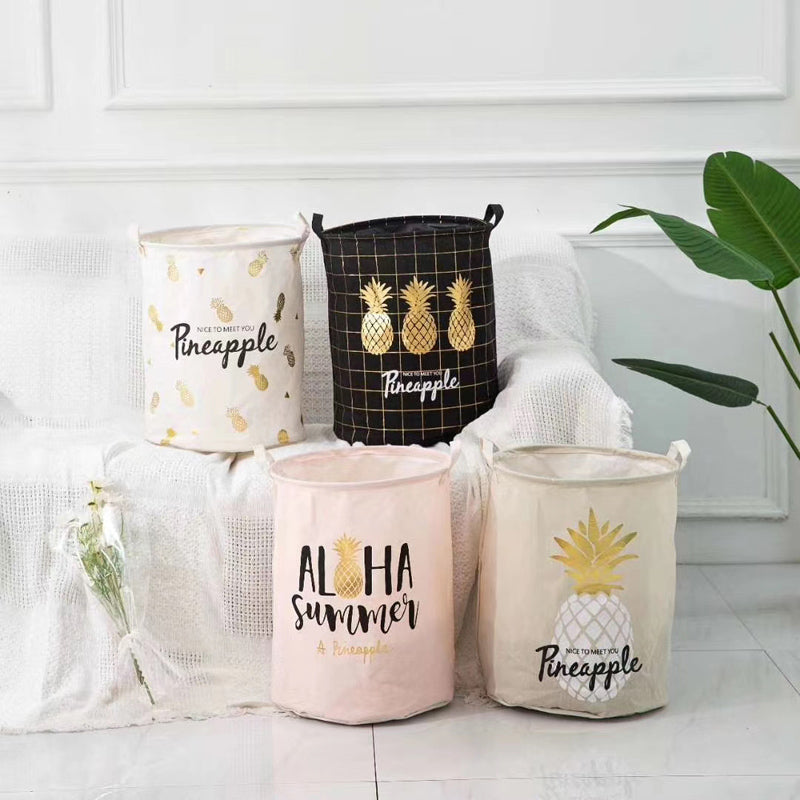 Pineapple Print Laundry Basket Laundry Bag June Trading