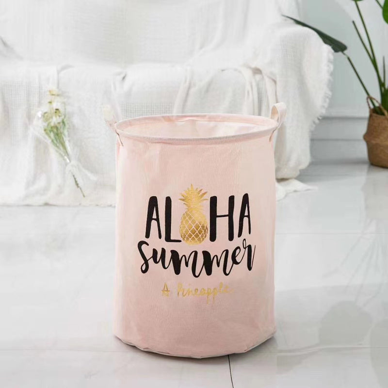 Pineapple Print Laundry Basket Laundry Bag June Trading Aloha Summer - Pink