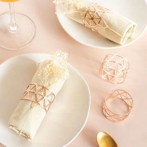 Melora Geometric Rose Gold Napkin Rings (Set of 6) Napkin Rings June Trading