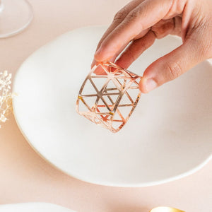 Melora Geometric Rose Gold Napkin Rings (Set of 6) Napkin Rings June Trading