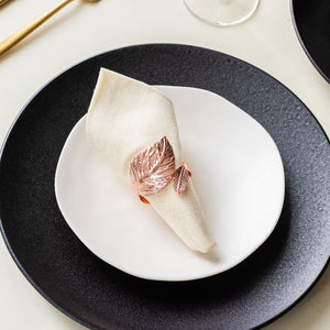 Leafy Details Rose Gold Napkin Rings (Set of 6) Napkin Rings June Trading
