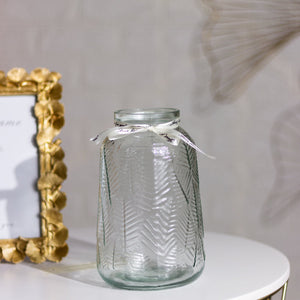 Leaves Embossed Gradient Glass Vase Vases June Trading Sheer Glass