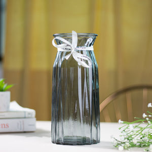 European Style Tall Glass Vase Vases June Trading Smoke Grey