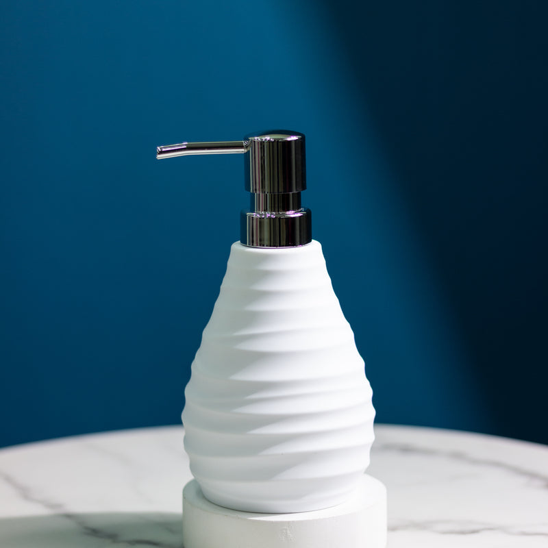 Wave Texture Matte Liquid Dispenser Soap Dispenser June Trading Pearl White