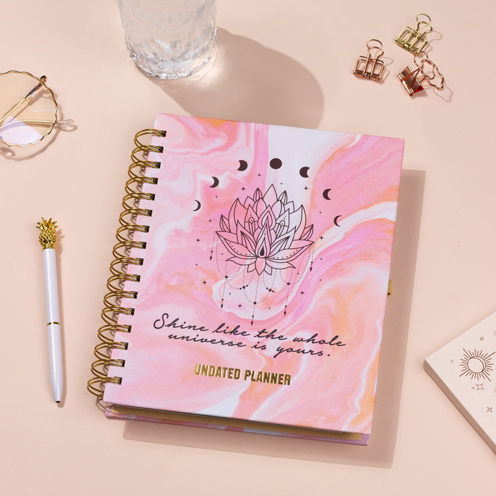 Undated Yearly Planner - Shine Like The Universe (2023 Collection) + Ultimate Sticker Book Undated Planners June Trading