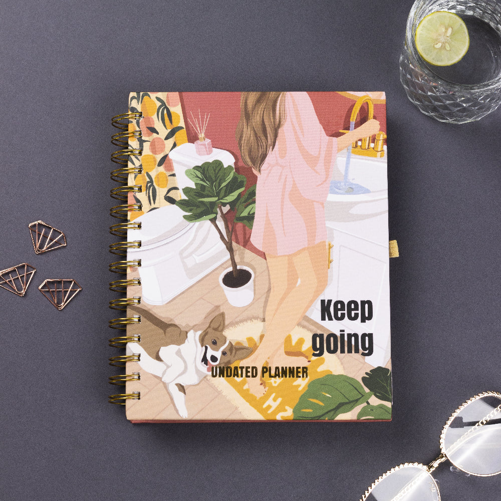 Undated Yearly Planner - Keep Going (2023 Collection) + Ultimate Sticker Book Undated Planners June Trading
