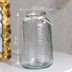 Leaves Embossed Gradient Glass Vase Vases June Trading