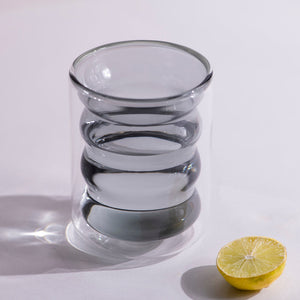 Rippled Tinted Double Walled Glass Glasses June Trading Sardine Grey